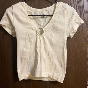 Cream color ribbed tee